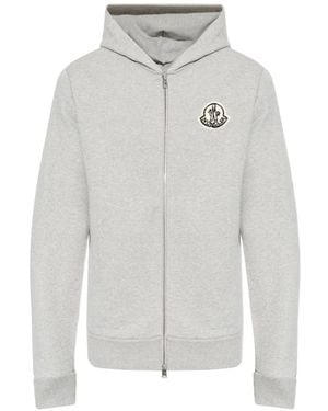 Moncler Logo-Patch Zip-Up Hoodie - White
