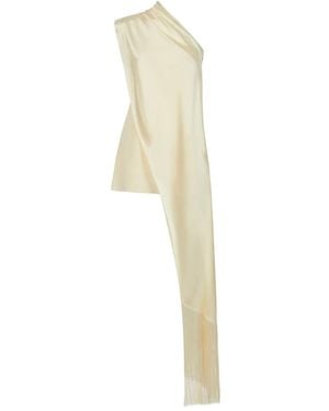 Taller Marmo Berenson Draped Fringe Dress - White