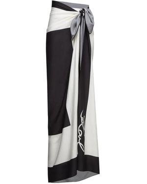 KARL LAGERFELD Pareo Signature Con Logo Estampado - Negro