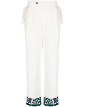 Bode Embroidered-Hem Detail Trousers - White