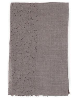 Faliero Sarti Sequin-Embellished Fringed Scarf - Gray