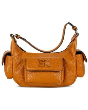 ERMANNO FIRENZE Multi-Pocket Grained Leather Shoulder Bag - Brown