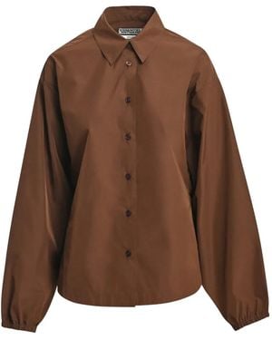Essentiel Antwerp Kooper2 Voluminous-Sleeve Button-Up Shirt - Brown