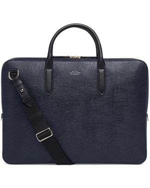 Smythson Large Panama Briefcase - Blue