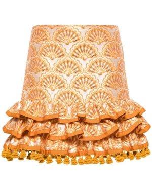 La DoubleJ Embroidered Ruffle Pincho Mini Skirt - Natural