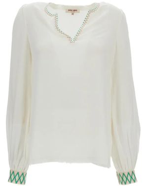 Emporio Sirenuse Vera Embroidered Silk Blouse - White