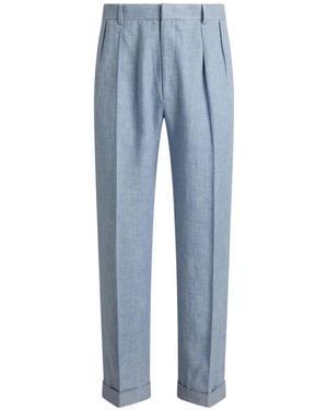 Ralph Lauren Double-Pleated Trousers - Blue
