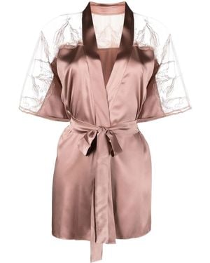 Fleur Of England Lilian Lace-Detail Robe - Pink