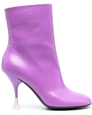 3Juin 100Mm Leather Ankle Boots - Purple