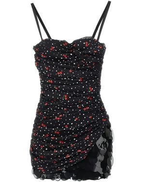 Des Phemmes Ruched Cherry Polka-Dot Dress - Black