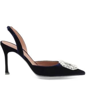 AMINA MUADDI Camelia Crystal-Embellished Sandals - Blue