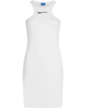 KARL LAGERFELD Ribbed Logo Mini Dress - White