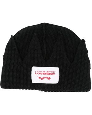 Charles Jeffrey Crown Beanie Hat - Black