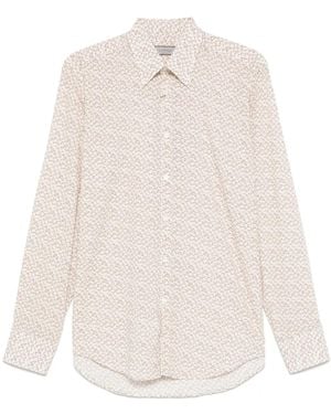 Canali リーフプリント シャツ - ホワイト