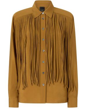 Pinko Fringed-Details Long-Sleeve Shirt - Brown