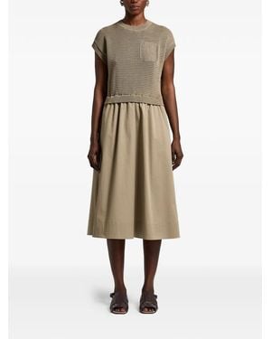 Peserico Pocket Cotton Midi Dress - Natural