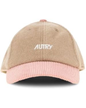Autry Logo-Embroidered Corduroy-Brim Baseball Cap - Natural
