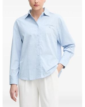 Benetton Seersucker-Textured Button-Down Shirt - Blue
