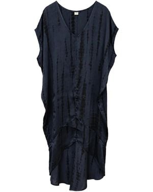 SLO_HAND_MADE Kaftán Tie-Dye Asymmetric Midi Dress - Blue