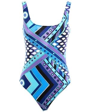 PUCCI Vivara-Print Swimsuit - Blue