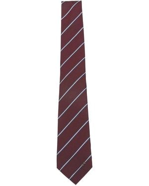 Gucci Striped Emblem Tie - Purple