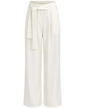Dusan Belted Palazzo Trousers - White