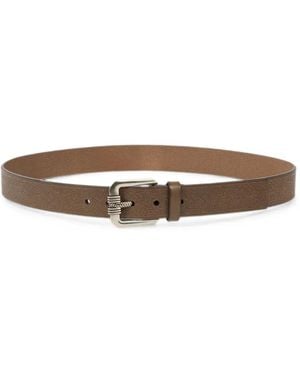 Etro Leather Belt With Engraved Motif - White