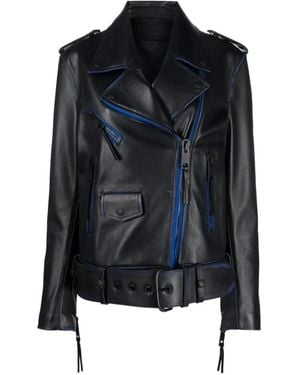 Off-White c/o Virgil Abloh Contrast-Trim Leather Jacket - Black