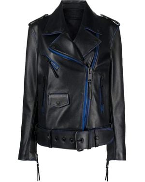 Off-White c/o Virgil Abloh Contrast-Trim Leather Jacket - Black