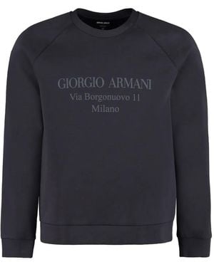 Giorgio Armani Logo-Print Raglan-Sleeve Sweatshirt - Blue
