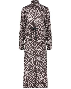 Herno High-Collar Belted Dress - White