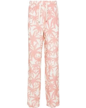 Palm Angels Palms-Print Wide-Leg Trousers - Pink