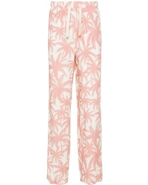 Palm Angels Palms-Print Wide-Leg Pants - Pink