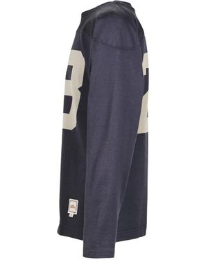 Dear BORO Aged-Effect Hockey-Style T-Shirt - Blue