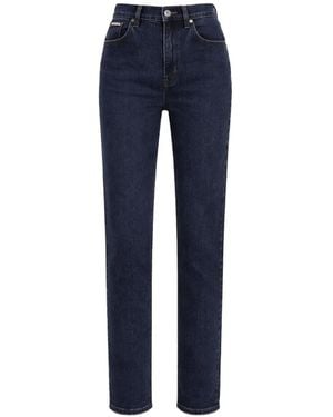 Calvin Klein Mom-Fit Straigt-Leg Logo Jeans - Blue