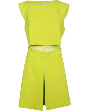 Ermanno Scervino Lace-Insert Pleated Mini Dress - Green