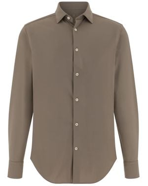 BOGGI Tokyo-Collar Stretch Shirt - Brown