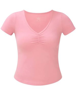 Sweaty Betty Ultimate Ruched V-Neck T-Shirt - Pink