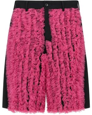 Comme des Garçons Ruffled Tulle-Panelled Bermuda Shorts - Pink