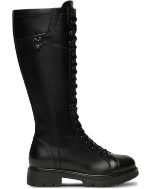 Nero Giardini Lace-Up Leather Boots - Black