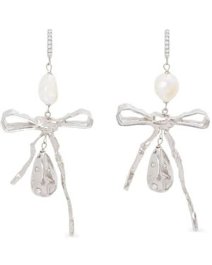 Marni Pendientes Con Colgante De Perla - Blanco