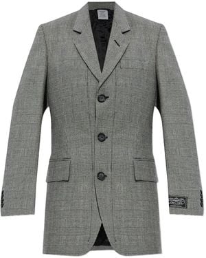 Vetements Check-Pattern Three-Button Blazer - Grey