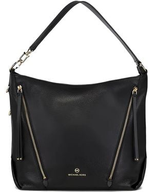 MICHAEL Michael Kors Large Zip-Detail Leather Shoulder Bag - Black