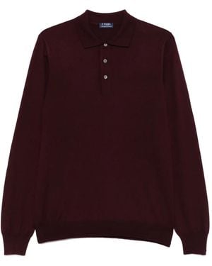 Barba Napoli Long-Sleeve Virgin-Wool Polo Shirt - Purple