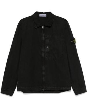 Stone Island Logo Cotton Overshirt - Black