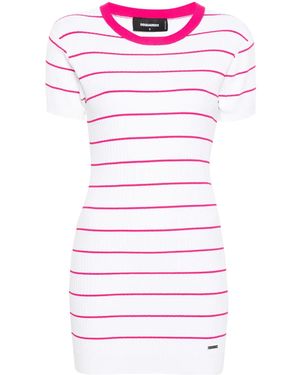 DSquared² Striped Knitted Dress - White