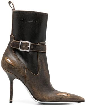 DSquared² 100Mm Distressed Pointed-Toe Ankle Boots - Brown