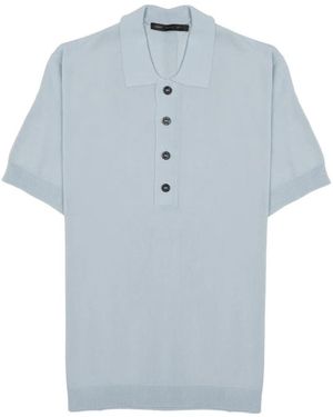 Low Brand Knitted Short-Sleeve Polo Shirt - Blue