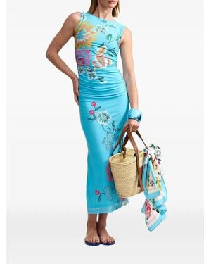 Aston Studio Ariel Floral Midi Dress - Blue