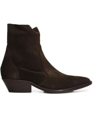 Julie Dee Pointed-Toe Suede Boots - Black